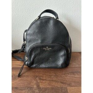 Kate Spade Mini Backpack Purse Black Pebble Grain Leather Zip Shoulder Bag